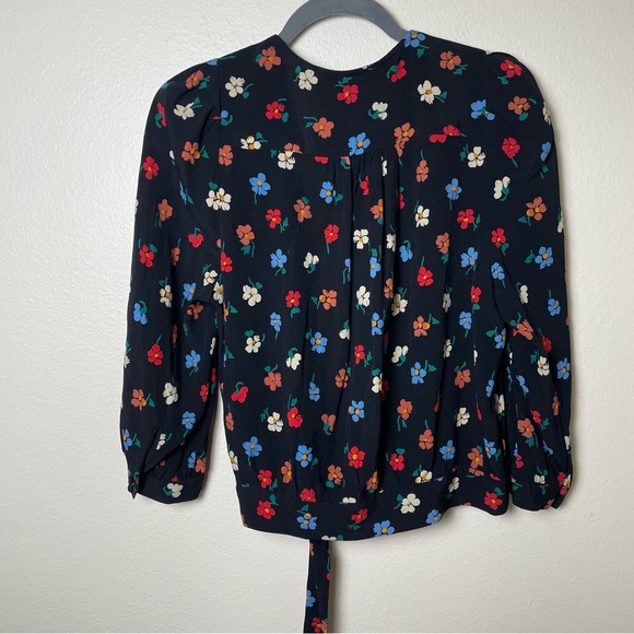Madewell Wrap Top 3/4 Sleeve in Pressed Flowers Floral Style #K1698 - Picture 4 of 6